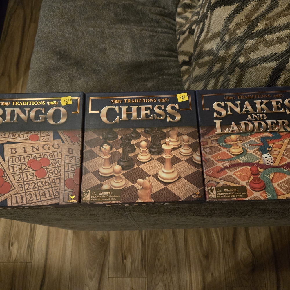 Board Game Set - Bingo, Chess, Snakes and Ladders - Blue